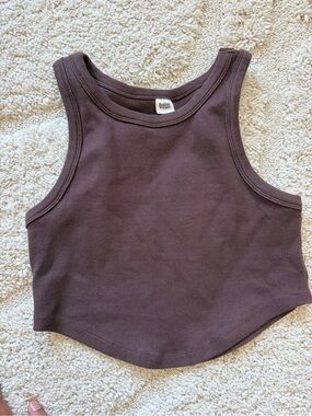 The Bali Ribbed Crop Tank Top - Brown